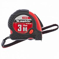 Рулетка 3 м x 16 мм Matrix Status magnet 3 fixations, обрезиненный корпус, зацеп с магнитом  картинка